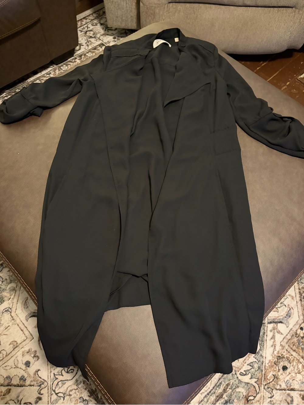 Aritzia Babaton black long open front duster jacket blazer xs